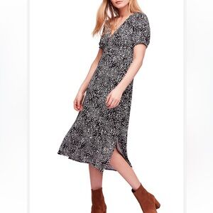 Free People sz 6 black and white patterned midi dress